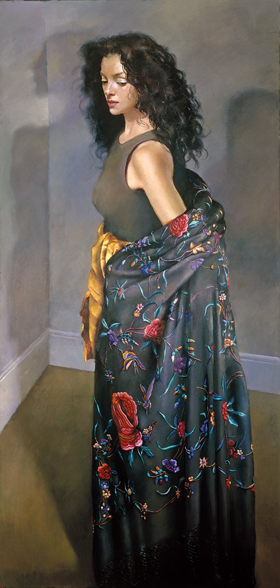 Robert Lenkiewicz Giclee Print Anna standing in the black shawl. 1996