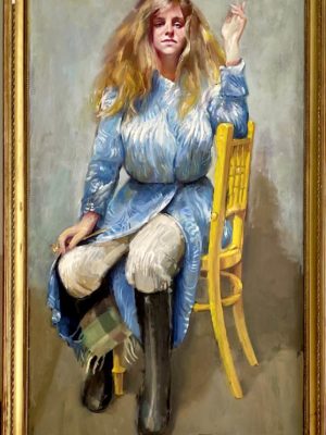 Portrait Of Bella In Blue Original Painting Robert Lenkiewicz