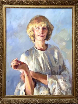 Portrait Of Woman In White (Opera Singer) Original Painting Robert Lenkiewicz