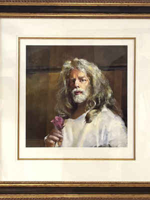 Robert Lenkiewicz Signed Print Self Portrait With Rose