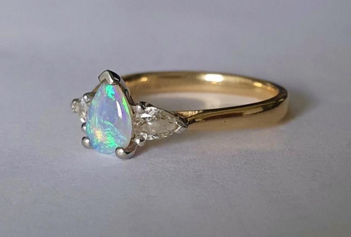Opal and Diamond 18 Carat Yellow Gold Ring