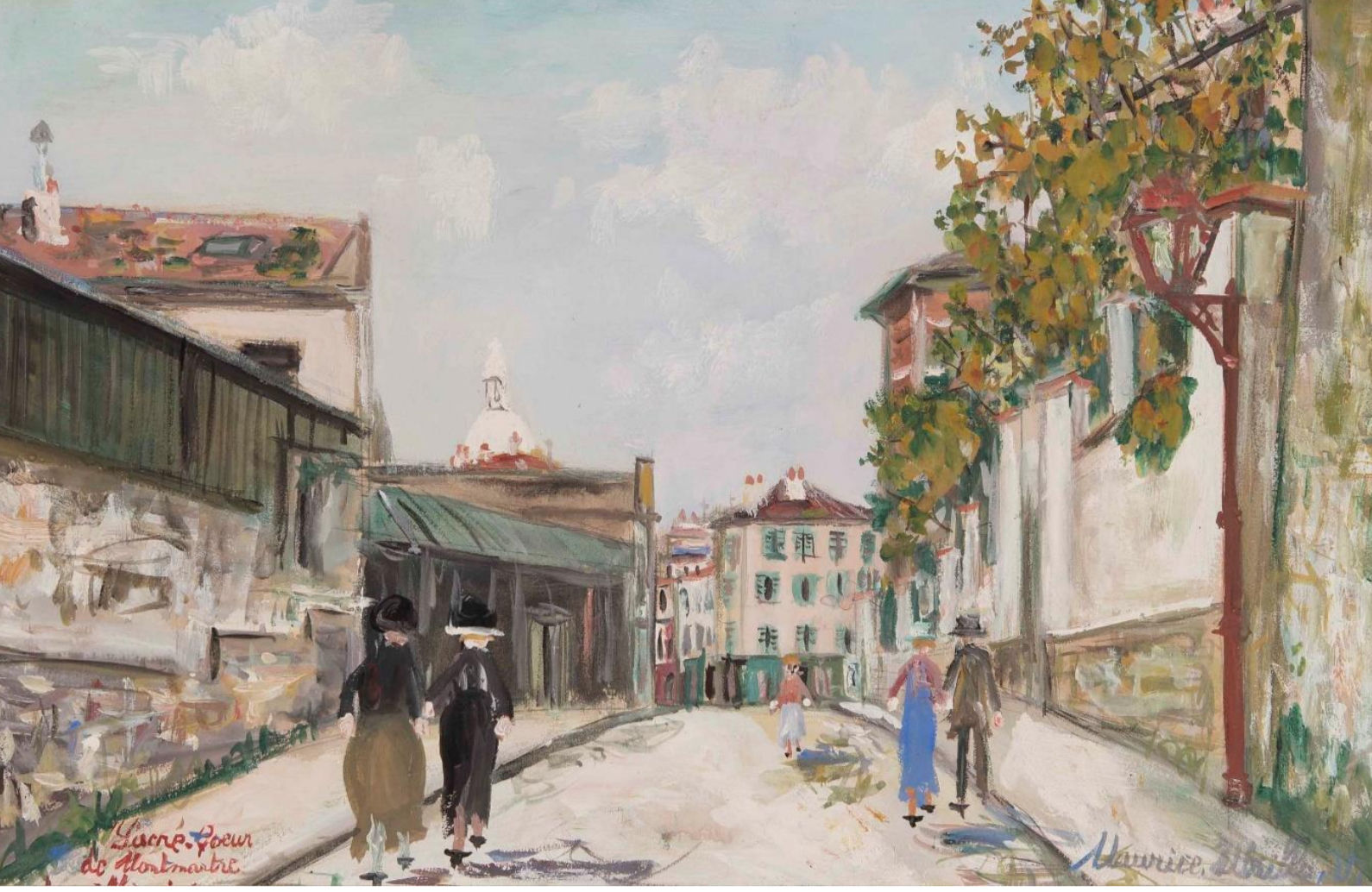 MAURICE UTRILLO (French, 1883-1955).  Le Sacré-Cœur de Montmartre et la Rue Norvins c.1926-27  gouache and pencil on card  30.5 × 46.7 cm (12 x 18⅜ in.)  signed 'Maurice Utrillo' (lower right); titled 'Sacré-Cœur de Montmatre et rue Norvins' (lower left)  POA
